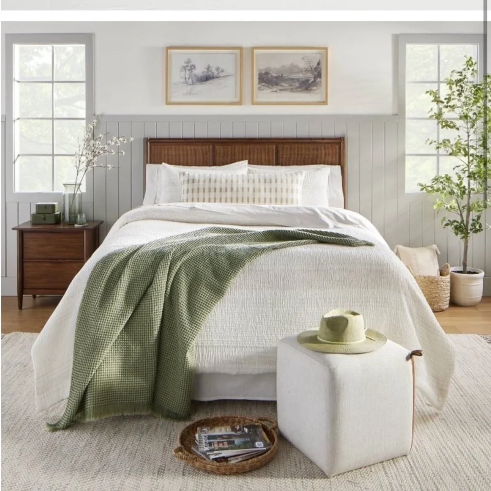 Waffle Knit Throw Blanket Washed Green - Hearth & Hand with Magnolia